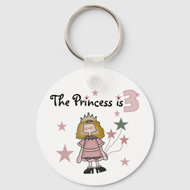 Princess 3rd Birthday Tshirts and Gifts Keychain (Front)