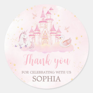 Princess 4th Birthday Party Classic Round Sticker