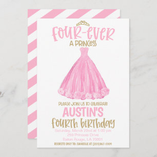Princess 4th Birthday Party Invitation