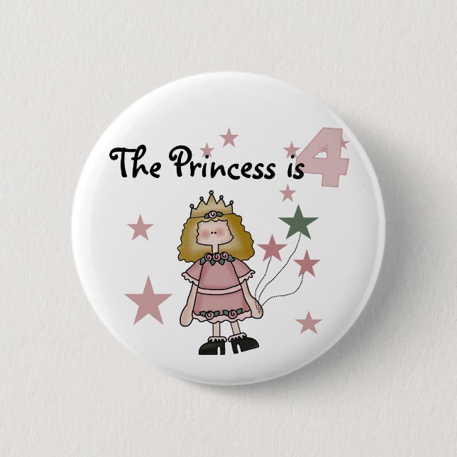 Princess 4th Birthday Tshirts and Gifts 2 Inch Round Button (Front)