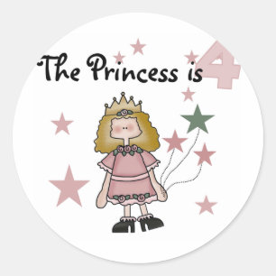 Princess 4th Birthday Tshirts and Gifts Classic Round Sticker