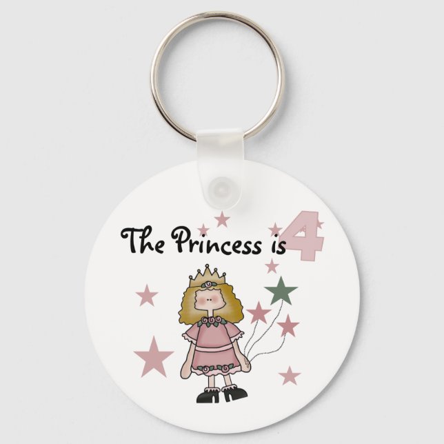 Princess 4th Birthday Tshirts and Gifts Keychain (Front)