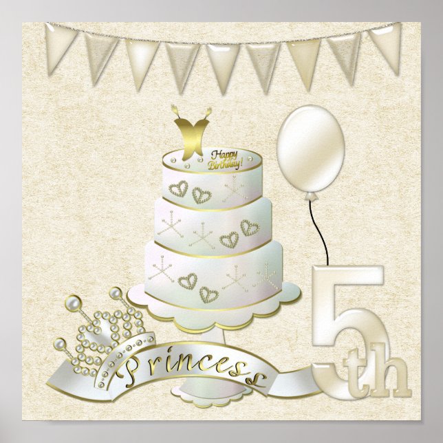 Princess 5th  Birthday Poster Print (Front)