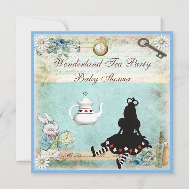 Princess Alice in Wonderland Baby Shower Tea Party Invitation (Front)