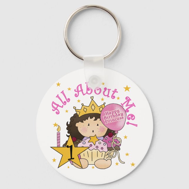Princess All About Me 1st Birthday Tshirts Keychain (Front)
