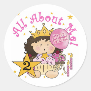 Princess All About Me 2nd Birthday Classic Round Sticker