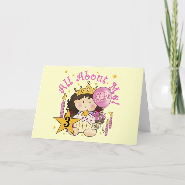 Princess All About Me 3rd Birthday Tshirts Card (Front)