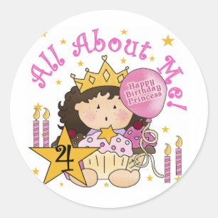 Princess All About Me 4th Birthday Tshirts Classic Round Sticker