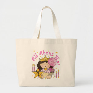 Princess All About Me 4th Birthday Tshirts Large Tote Bag