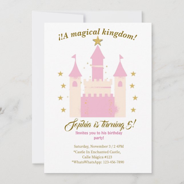 Princess and Castle Birthday Invitation | "Childre (Devant)