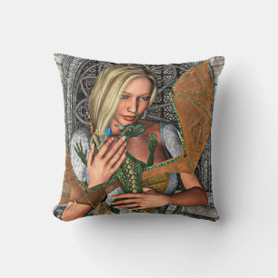 Princess and Dragon Throw Pillow