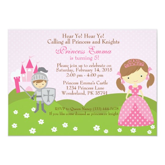 Princess and Knight birthday invitation
