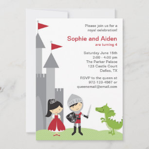 Princess and Knight Birthday Invitations
