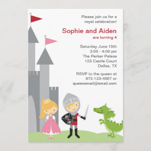 Princess and Knight Birthday Invitations