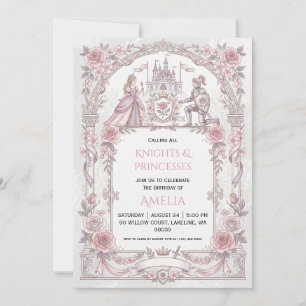 princess and knight birthday party invitations