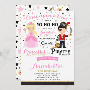 Princess And Pirate Birthday Invitation