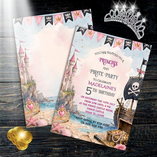 Princess And Pirate Birthday Party Invitation (Creator Uploaded)