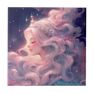 Princess Anime Girl Made Of Stars Tile