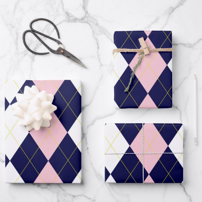 Princess Argyle Wrapping Paper Sheet (Front)