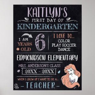 Princess Ariel First or Last Day of School Poster