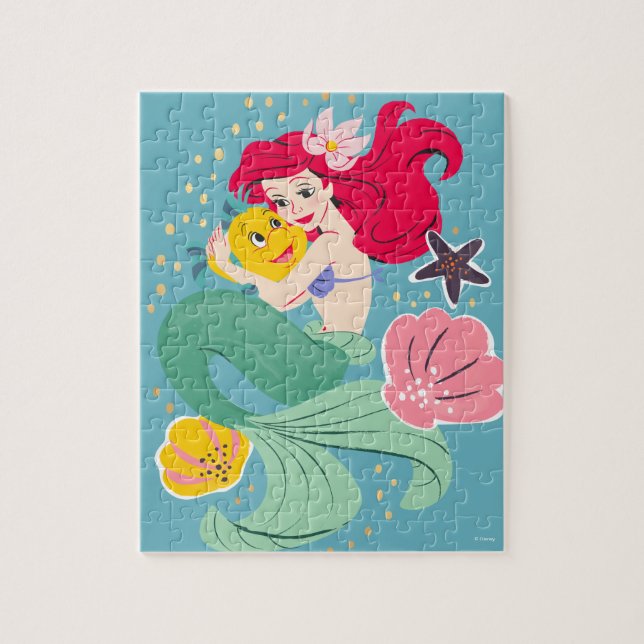 Princess Ariel Holding Flounder Illustration Jigsaw Puzzle (Vertical)