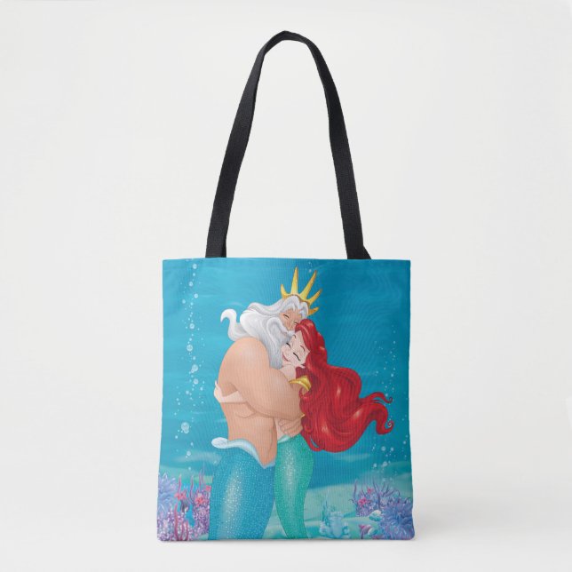 Princess Ariel & King Triton Hug Tote Bag (Front)