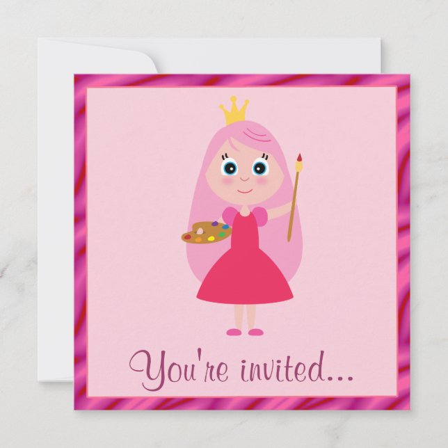 Princess Arts and Crafts Birthday Party Invitation (Front)
