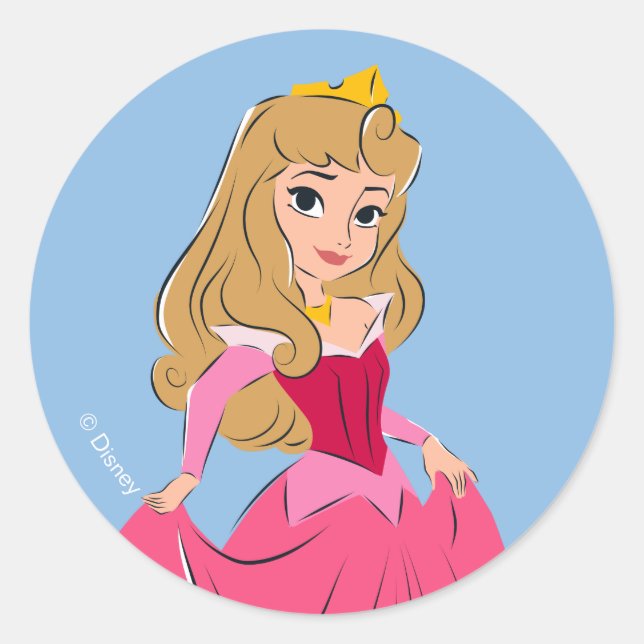 Princess Aurora Pretty in Pink Classic Round Sticker (Front)