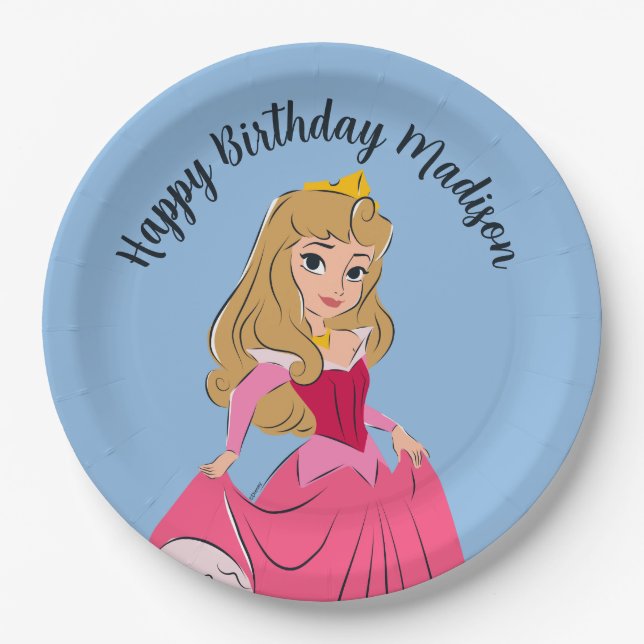 Princess Aurora Pretty in Pink Paper Plate (Front)