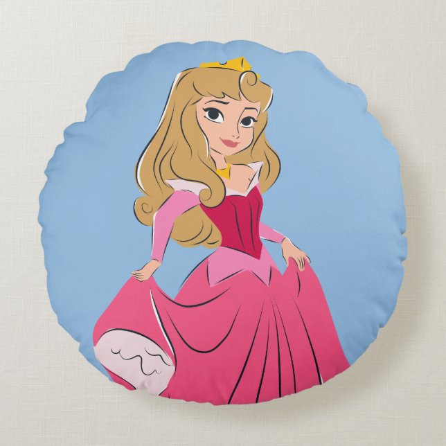 Princess Aurora Pretty in Pink Round Pillow (Front)