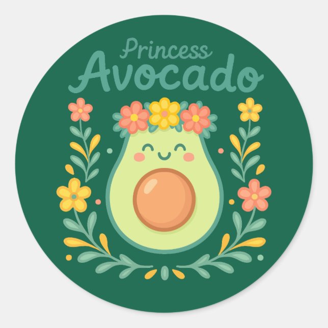 Princess Avocado  Classic Round Sticker (Front)