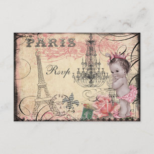 Princess Baby Eiffel Tower & Chandelier RSVP Card
