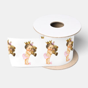 Princess Baby Girl Teddy Bear Baby Shower Satin Ribbon