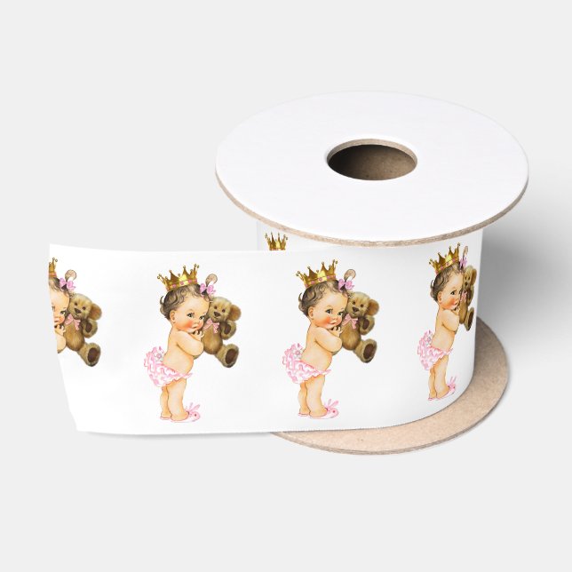 Princess Baby Girl Teddy Bear Baby Shower Satin Ribbon (Spool)