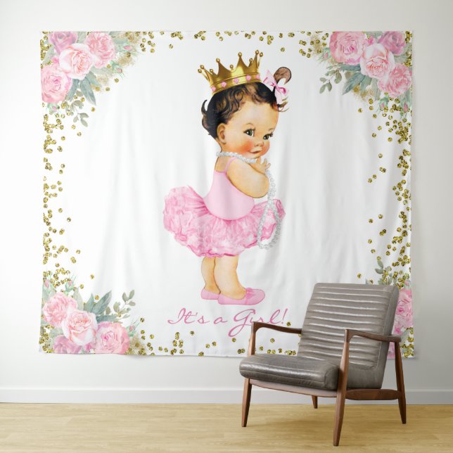 Princess Baby Shower Backdrop Tapestry (In Situ (Horizontal))