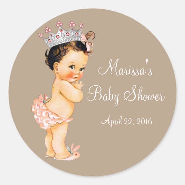 Princess Baby Shower Classic Round Sticker (Front)