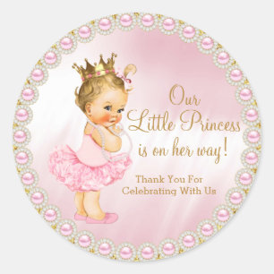 Princess Baby Shower Classic Round Sticker