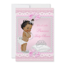Princess Baby Shower Girl Pink Tiara Heart Ethnic