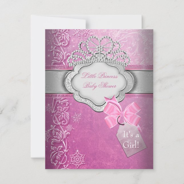 Princess Baby Shower Girl Pink Tiara Princess Invitation (Front)