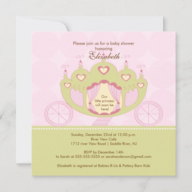 Princess Baby shower Invitation Joli transport (Devant)