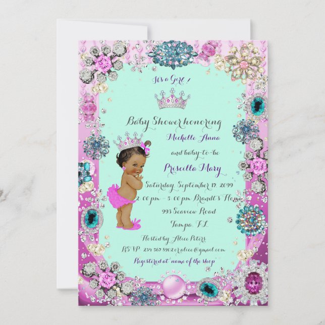 Princess Baby Shower Invitation, Princess,blue Invitation (Front)