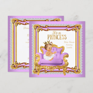 Princess Baby Shower Lilac Pink Gold Chair Invitation
