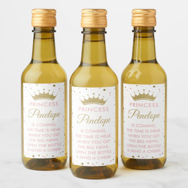 Princess Baby shower Mini Étiquette bouteille à vi (Bouteilles)