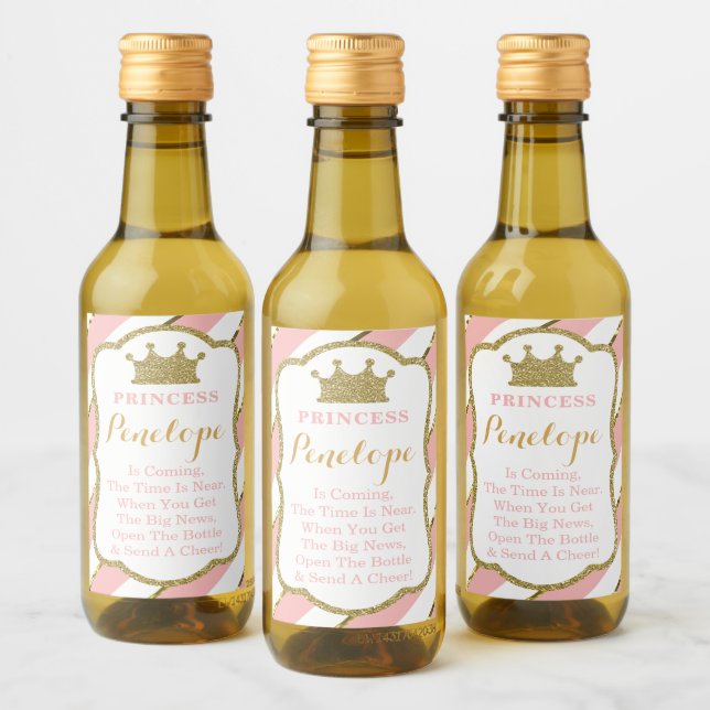 Princess Baby Shower Mini Wine Bottle Labels (Bottles)