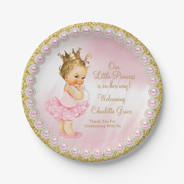 Princess Baby Shower Paper Plates (Front)