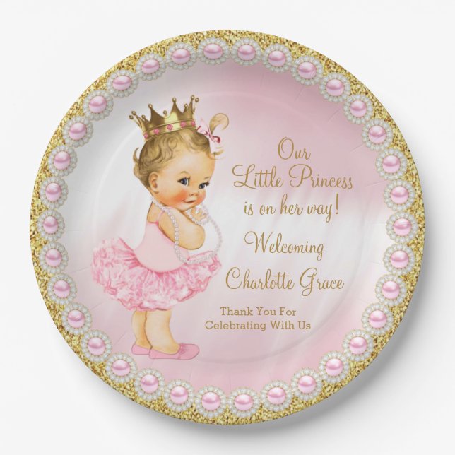 Princess Baby Shower Paper Plates (Front)