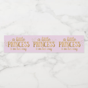 Princess Baby Shower Pink Gold Foil Girl Water Bottle Label