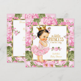 Princess Baby Shower Pink Gold Rose Floral Invitation
