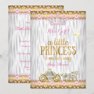 Princess Baby Shower Pink Gold White Carriage Invitation