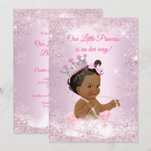 Princess Baby Shower Pink Snowflake Winter Ethnic Invitation